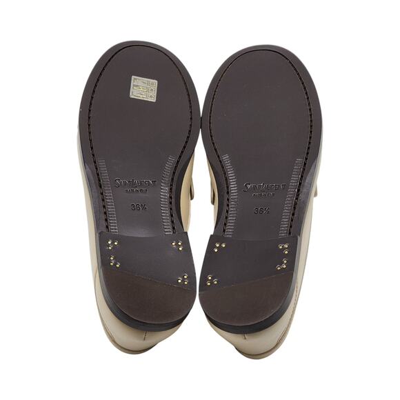 Saint Laurent YSL Monogram Leather Loafers Marble White EU 36.5 US 6.5 - $1050 - Picture 12 of 12